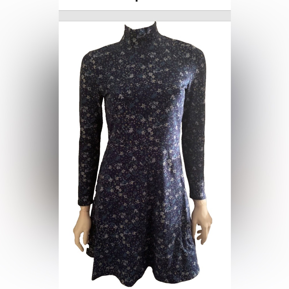 New GAPfall winter knit fit and flares short dress multi blue yellow flowers S